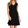 imageCHARTOU Women Vintage Mini Denim Dress Striped Sleeveless Jean Dress Short Smocked Dress Shift Dress DrawstringBlack