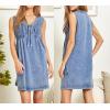 imageCHARTOU Women Vintage Mini Denim Dress Striped Sleeveless Jean Dress Short Smocked Dress Shift Dress DrawstringBlue