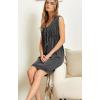 imageCHARTOU Women Vintage Mini Denim Dress Striped Sleeveless Jean Dress Short Smocked Dress Shift Dress DrawstringGrey