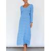imageCHARTOU Womens Bodycon Dresses Knit Cut Out Sexy Long Sleeve Maxi Dress Ribbed Sweater Dress Fall 2024Blue