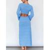 imageCHARTOU Womens Bodycon Dresses Knit Cut Out Sexy Long Sleeve Maxi Dress Ribbed Sweater Dress Fall 2024Blue