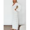 imageCHARTOU Womens Bodycon Dresses Knit Cut Out Sexy Long Sleeve Maxi Dress Ribbed Sweater Dress Fall 2024White