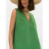 imageCHARTOU Womens Casual Vest Short Dress Cotton Linen V Neck Sleeveless A Line Mini Dress Loose Solid SundressGreen