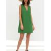 imageCHARTOU Womens Casual Vest Short Dress Cotton Linen V Neck Sleeveless A Line Mini Dress Loose Solid SundressGreen