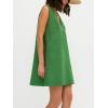 imageCHARTOU Womens Casual Vest Short Dress Cotton Linen V Neck Sleeveless A Line Mini Dress Loose Solid SundressGreen