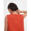 imageCHARTOU Womens Casual Vest Short Dress Cotton Linen V Neck Sleeveless A Line Mini Dress Loose Solid SundressOrange