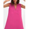 imageCHARTOU Womens Casual Vest Short Dress Cotton Linen V Neck Sleeveless A Line Mini Dress Loose Solid SundressPink