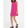 imageCHARTOU Womens Casual Vest Short Dress Cotton Linen V Neck Sleeveless A Line Mini Dress Loose Solid SundressPink