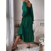 imageCHARTOU Womens Square Neck Long Puff Sleeve Smocked Pleated ALine Flared DressGreen