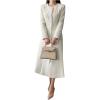 imageCHARTOU Women Tweed Dress Long Sleeve Single Breast Elegant Lady Long Tweed Blazer DressWhite