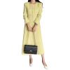 imageCHARTOU Women Tweed Dress Long Sleeve Single Breast Elegant Lady Long Tweed Blazer DressYellow