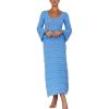 imageCHARTOU Womens Bodycon Dresses Knit Cut Out Sexy Long Sleeve Maxi Dress Ribbed Sweater Dress Fall 2024Blue