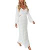 imageCHARTOU Womens Bodycon Dresses Knit Cut Out Sexy Long Sleeve Maxi Dress Ribbed Sweater Dress Fall 2024White