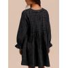 imageCHARTOU Long Sleeve Jean Dresses for Women 2024 Trendy Smocked Babydoll Bow Tie Front Denim Dress SummerBlack