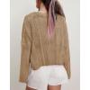 imageCHARTOU Women Cable Chunky Crop Cardigan Sweater V Neck Button Down Flared Sleeve Knit Sweater CoatKhaki