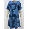 imageCHARTOU Women Crew Neck Patchwork Denim Dress Short Sleeve Printed Club Faux Jean DressesBlue