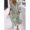 imageCHARTOU Women Cute Floral Graffiti Tiered Maxi Dress Boho Pleated Flowy Long Casual Loose Tunic DressGreen