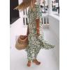 imageCHARTOU Women Cute Floral Graffiti Tiered Maxi Dress Boho Pleated Flowy Long Casual Loose Tunic DressGreen