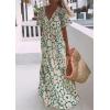 imageCHARTOU Women Cute Floral Graffiti Tiered Maxi Dress Boho Pleated Flowy Long Casual Loose Tunic DressGreen