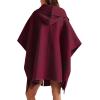 imageCHARTOU Women Hooded Kimono Cardigan Sweater Oversized Open Front Cardigan JacketWine Red