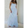 imageCHARTOU Women Spaghetti Strap Maxi Dress Backless Long Summer Dress Sundress Flowy Ruffle Tiered A Line Dress BeachLight Blue