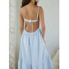 imageCHARTOU Women Spaghetti Strap Maxi Dress Backless Long Summer Dress Sundress Flowy Ruffle Tiered A Line Dress BeachLight Blue