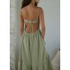 imageCHARTOU Women Spaghetti Strap Maxi Dress Backless Long Summer Dress Sundress Flowy Ruffle Tiered A Line Dress BeachLight Green