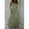 imageCHARTOU Women Spaghetti Strap Maxi Dress Backless Long Summer Dress Sundress Flowy Ruffle Tiered A Line Dress BeachLight Green