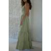 imageCHARTOU Women Spaghetti Strap Maxi Dress Backless Long Summer Dress Sundress Flowy Ruffle Tiered A Line Dress BeachLight Green