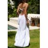 imageCHARTOU Women Spaghetti Strap Maxi Dress Backless Long Summer Dress Sundress Flowy Ruffle Tiered A Line Dress BeachWhite