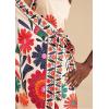 imageCHARTOU Women Summer Short Floral Boho Wrap Dress Spaghetti Strap Side Tie Asymmetrical Mini DressBeige