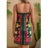 imageCHARTOU Women Summer Short Floral Boho Wrap Dress Spaghetti Strap Side Tie Asymmetrical Mini DressDark Green
