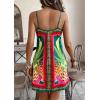 imageCHARTOU Women Summer Short Floral Boho Wrap Dress Spaghetti Strap Side Tie Asymmetrical Mini DressGreen