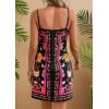 imageCHARTOU Women Summer Short Floral Boho Wrap Dress Spaghetti Strap Side Tie Asymmetrical Mini DressOrange