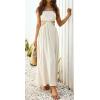 imageCHARTOU Womens Sexy Spaghetti Strap Cutout Ruffle Maxi Dress High Waist Club Party Flowy DressApricot