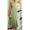 imageCHARTOU Womens Sexy Spaghetti Strap Cutout Ruffle Maxi Dress High Waist Club Party Flowy DressLight Green