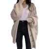 imageCHARTOU Womens Slouchy Jacket Lantern Sleeve RibKnit Oversized Open Front Cardigan Sweater CoatApricot