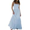 imageCHARTOU Women Spaghetti Strap Maxi Dress Backless Long Summer Dress Sundress Flowy Ruffle Tiered A Line Dress BeachLight Blue