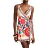 imageCHARTOU Women Summer Short Floral Boho Wrap Dress Spaghetti Strap Side Tie Asymmetrical Mini DressBeige