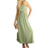 imageCHARTOU Womens Sexy Spaghetti Strap Cutout Ruffle Maxi Dress High Waist Club Party Flowy DressLight Green