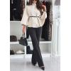 imageCHARTOU Women Batwing Sleeve Ponchos Pea Coat Stand Collar Capes Jacket Cloak Elegant Wool Coat with BeltKhaki