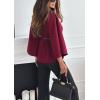 imageCHARTOU Women Batwing Sleeve Ponchos Pea Coat Stand Collar Capes Jacket Cloak Elegant Wool Coat with BeltWine