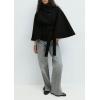 imageCHARTOU Women Batwing Sleeve Ponchos Pea Coat Wool Stand Collar Belt Capes Jacket Winter Cropped OvercoatBlack