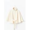 imageCHARTOU Women Batwing Sleeve Ponchos Pea Coat Wool Stand Collar Belt Capes Jacket Winter Cropped OvercoatWhite