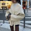 imageCHARTOU Women Cropped Wool Blend Pea Coat Fall Winter Belted Short Trench Overcoat Jacket Dressy OutwearBeige
