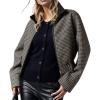 imageCHARTOU Women Cropped Wool Jacket Houndstooth Plaid Fall Winter Peacoat OutwearBlack