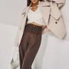 imageCHARTOU Women Double Breasted Crop Wool Pea Coat Jacket Winter Oversized Lapel Collar Trench CoatBeige