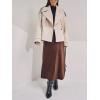 imageCHARTOU Women Double Breasted Crop Wool Pea Coat Jacket Winter Oversized Lapel Collar Trench CoatBeige