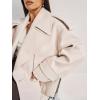 imageCHARTOU Women Double Breasted Crop Wool Pea Coat Jacket Winter Oversized Lapel Collar Trench CoatBeige