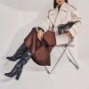 imageCHARTOU Women Double Breasted Crop Wool Pea Coat Jacket Winter Oversized Lapel Collar Trench CoatBeige